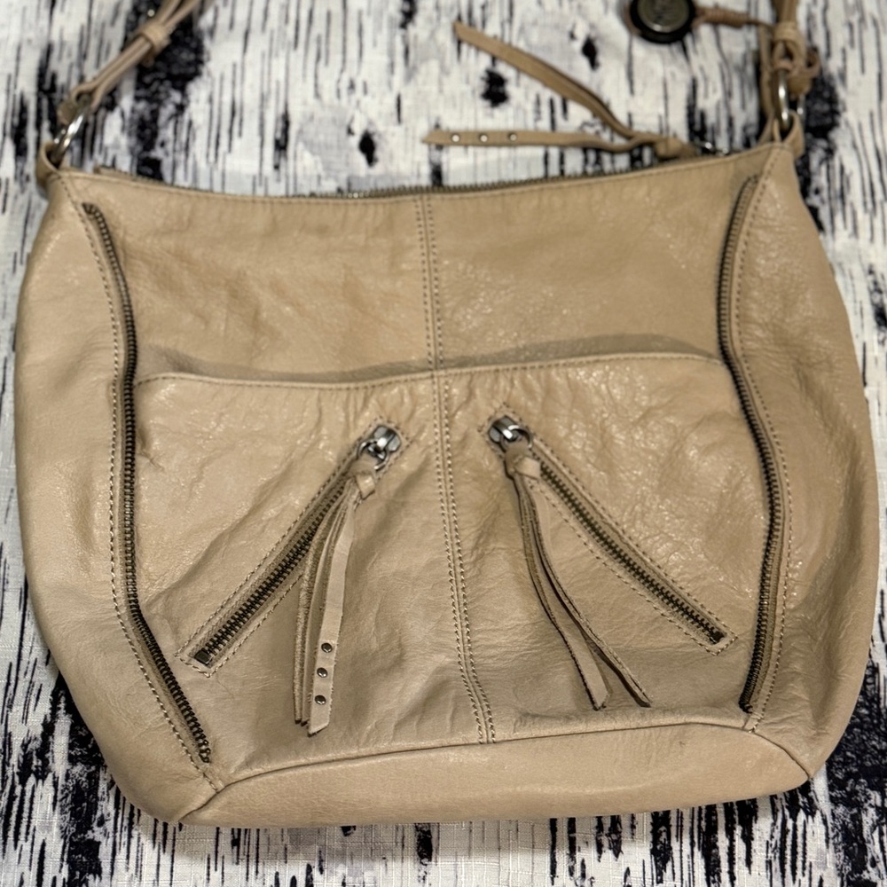 The Sak Taupe Leather Shoulder Bag